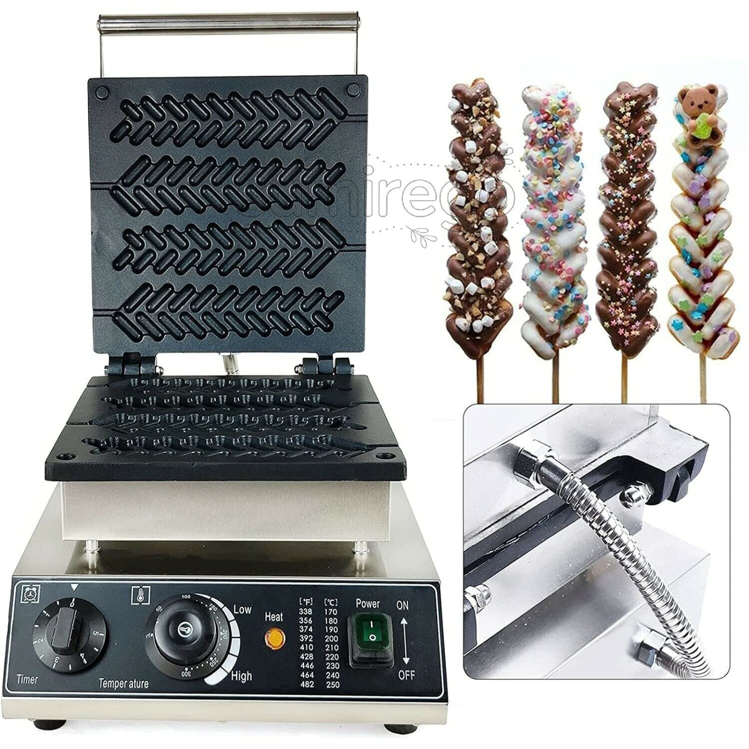 乐天商城 - ワッフルメーカー 業務用小麦茎ワッフルメーカー、1700W ステンレススチール製電気ノンスティックワッフルメーカーマシン 鉄製パンケーキベーカー ワッフル、ハッシュブラウン用ノンスティック型
