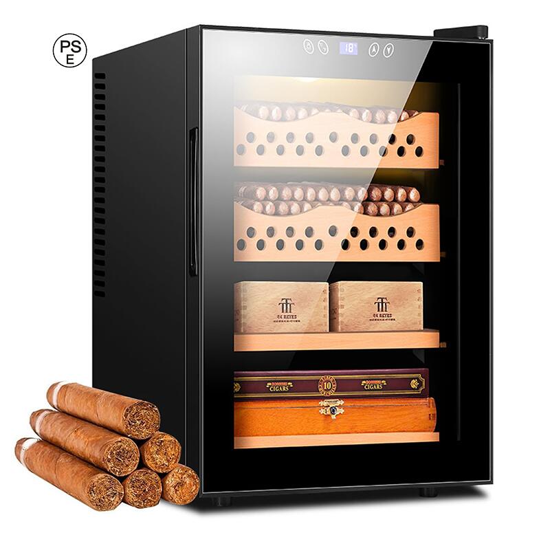 シガーヒュミドール 葉巻ヒュミドール キャビネット 湿度計&amp;加湿器付き 冷蔵範囲11°-18°シガー恒温..
