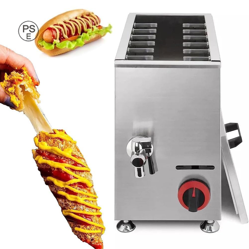 Rakuten - 21L チーズホットドッグスティックマシン、正確なサーモスタット付きソーセージフライ装置12本、ホットドッグ用コーンドッグフライヤー、チーズスティック、レストラン、ホームキッチン、スナックバー用