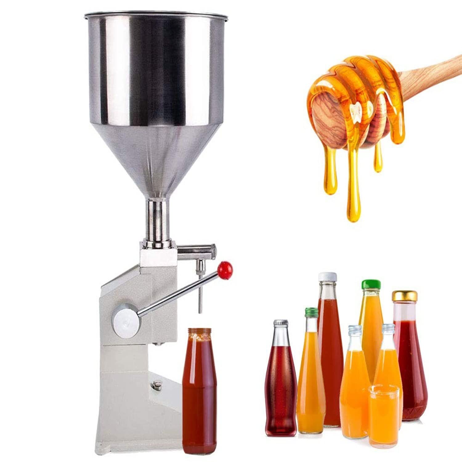 手動液体充填機, クリーム充填機 卓上型 ディスペンサー 液体 ペースト ジャムフィラー, 5-50ML 滴下防止ノズル 液体定量吐出装置 手動式, 蜂蜜/シロップ/クリーム/シャンプー/ソース/各種オイル/ジュース/酒