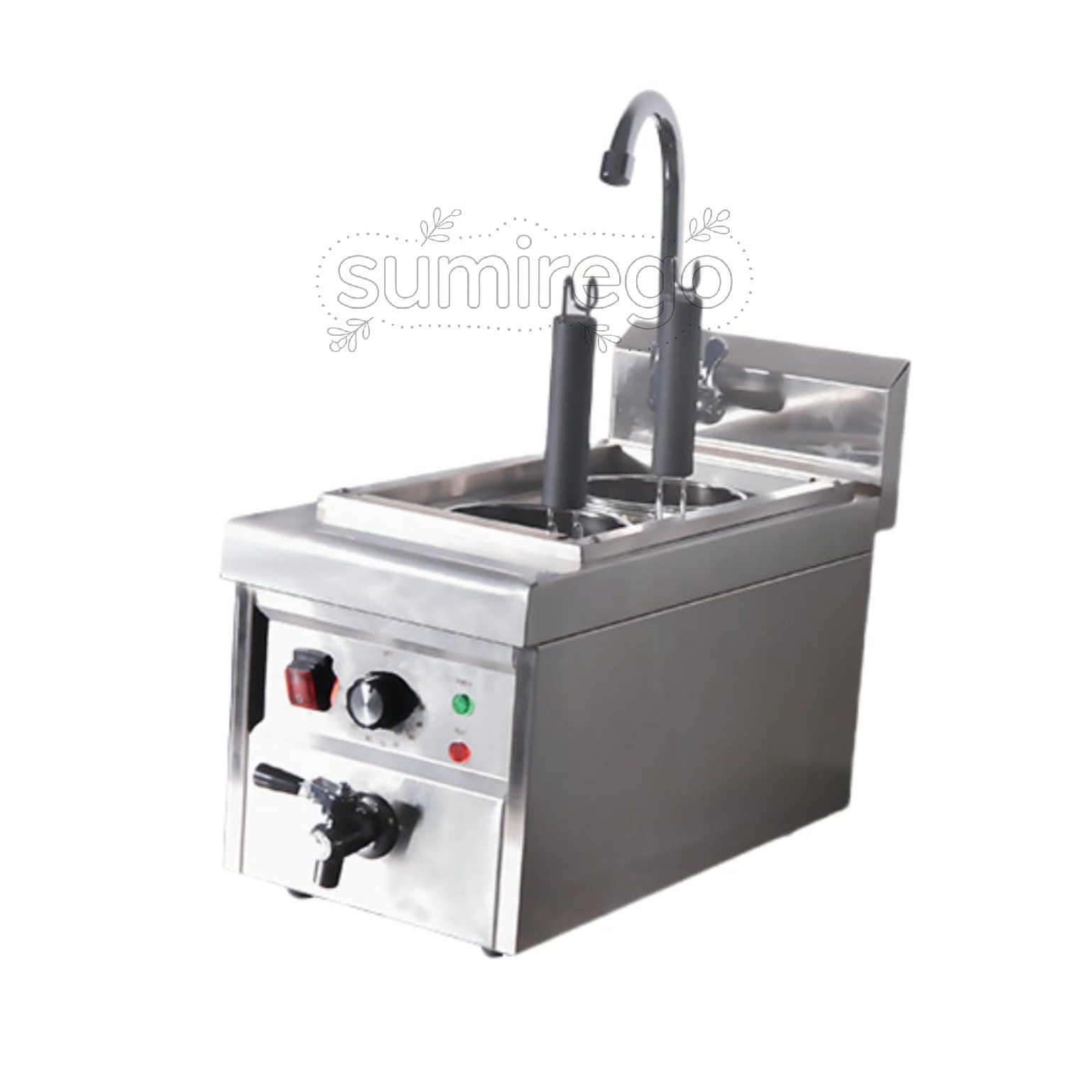 乐天商城 - 電気式ゆで麺器 二槽式4穴 業務用 麺茹で器 ステンレス製 9L*2 大容量 保温機能あり ラーメン釜 ゆで麺機 デスクトップ麺調理機ゆで麺器 卓上タイプ 30℃~110℃調節可能 1700W 速度加熱 省エネ テボ4個付き 煮物 うどん そば ラーメン 飲食店 業務用 家庭用多用途