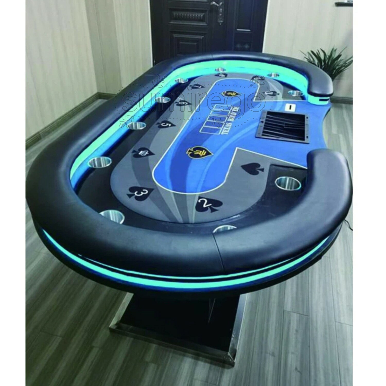 Board, Table Game - ポーカーテーブル トップ カップホルダー付き カジノ テキサスホールデム 10人 ホールデムサイコロ カジノ用品 (240*120cm)