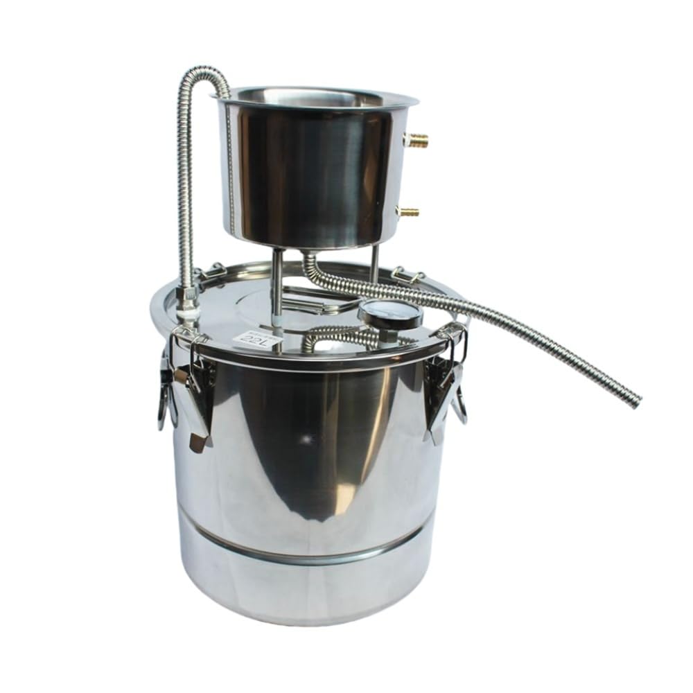 ワイン製造設備 304ステンレス鋼 小型 酒造機 密閉型クーラー 温度計付き ワイン醸造設備 水蒸気蒸留 発酵タンク12L/22L/35L/50L 簡単操作 家庭用 (12L)