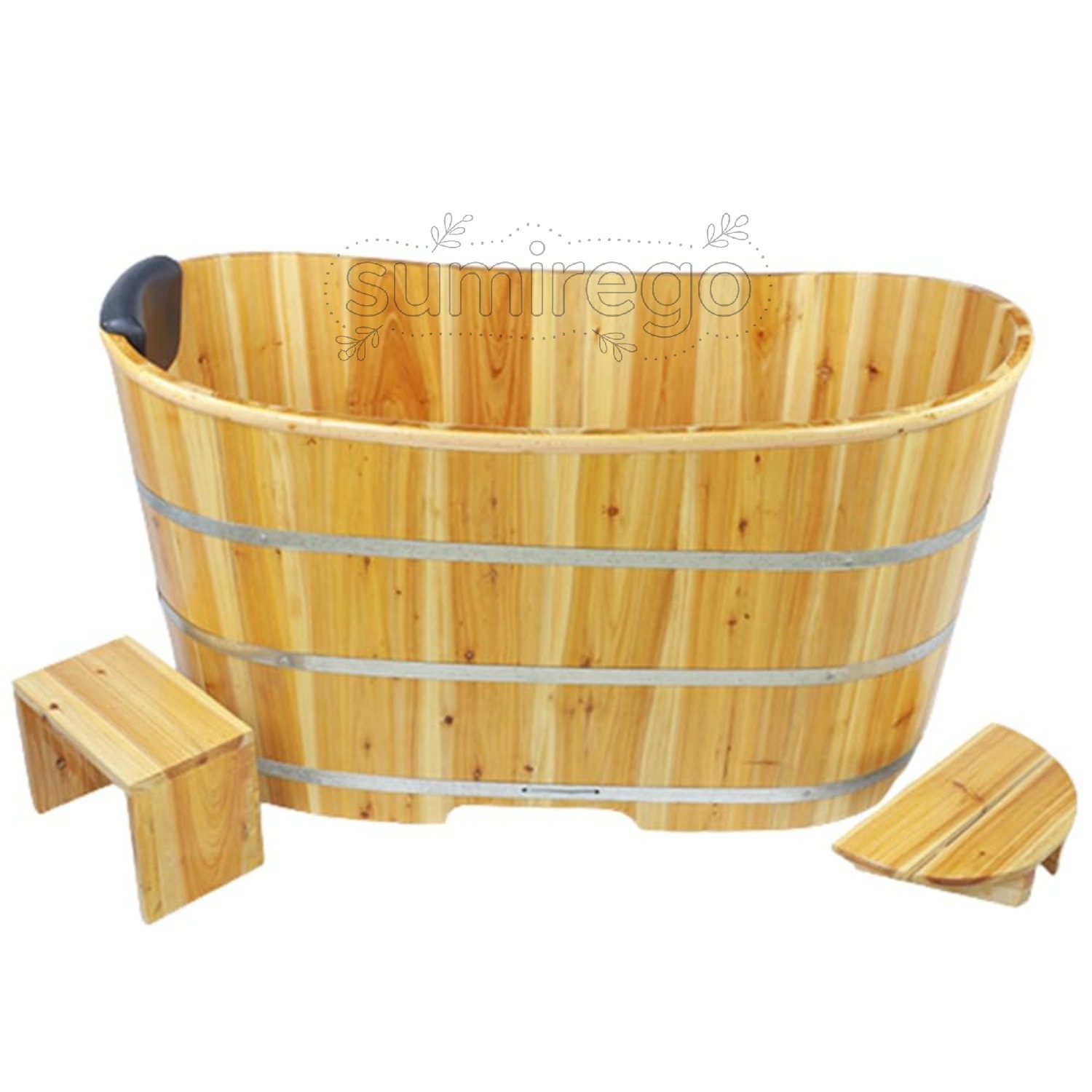 乐天商城 - 木製バスタブ 木製浴槽 大型 100~160cm 大人用 松木材 家庭用 実用品 和風 深型浴槽 洗面桶/美容院/サウナ 兼用(100*60*65cm)