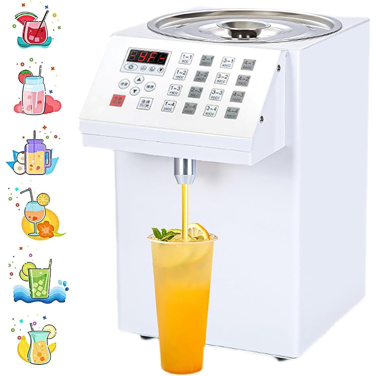 360W 自動フルクトース定量マシン、16 グループフルクトースディスペンサー、8L ステンレス鋼シロップディスペンサー、バブルティー機器ミルクティードリンク用