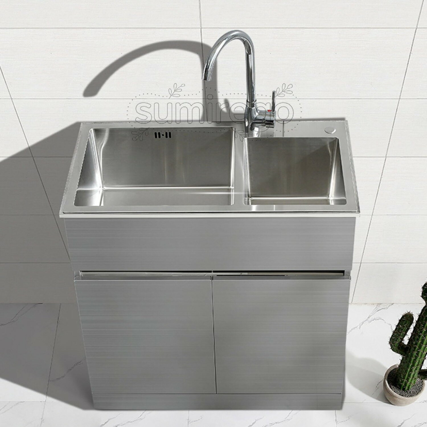 乐天商城 - 業務用厨房簡易流し台,流し台 屋外 ステンレス シンク,屋外 簡易式 キッチン用流し台 ガーデンシンク コンパクト 304 ステンレスシンク フリースタンドケータリングキッチンシンク、バー、レストラン、食堂 (Size : 78*43cm)