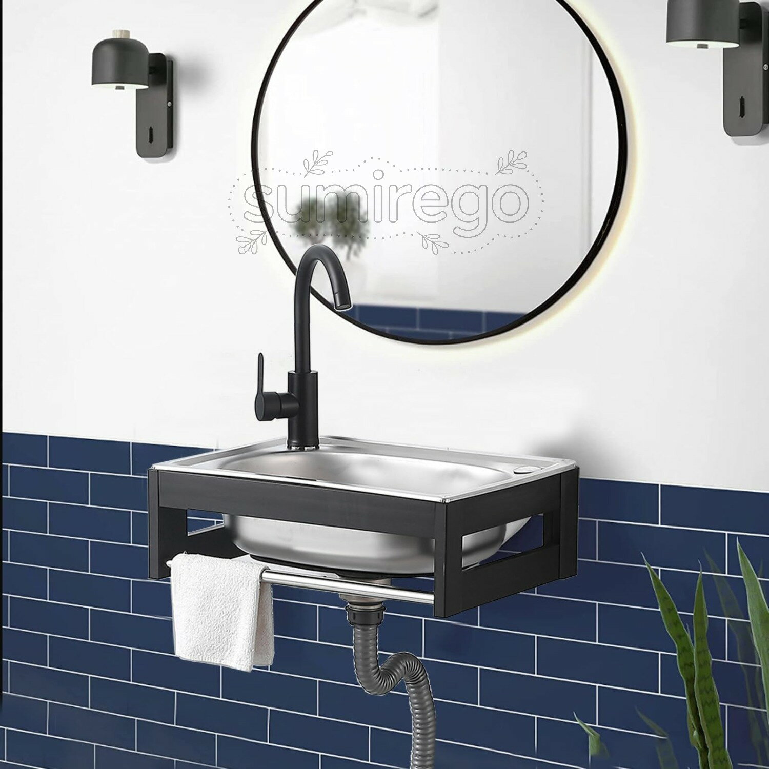 乐天商城 - 壁掛け式キッチンシンクシンク流し台 ガーデン シンク ステンレス製流し台 台所 キッチンシンク 壁掛け式流し台 簡易流し台 蛇口付き 洗面台 業務用厨房簡易流し台、360°回転タップ付き 耐久性のある 高負荷 防錆 取り付け簡単 お手入れ簡単 屋内屋外兼用