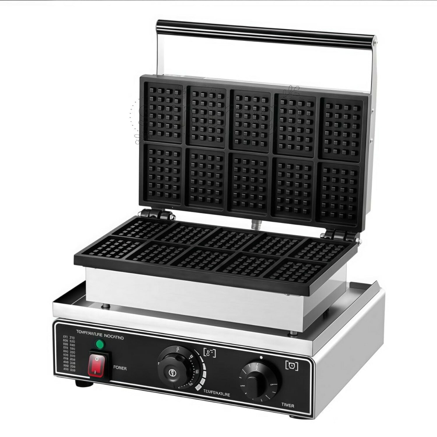 Rakuten - 新登場ワッフルメーカー業務用ワッフルメーカー、両面焼き ワッフル 焼き機ワットエッグバブルパフアイロン、可能2つのパンと木製ハンドル、ノンスティックテフロンコーティング付きステンレススチールベーカー、 家庭用および業務用ペストリーメーカー