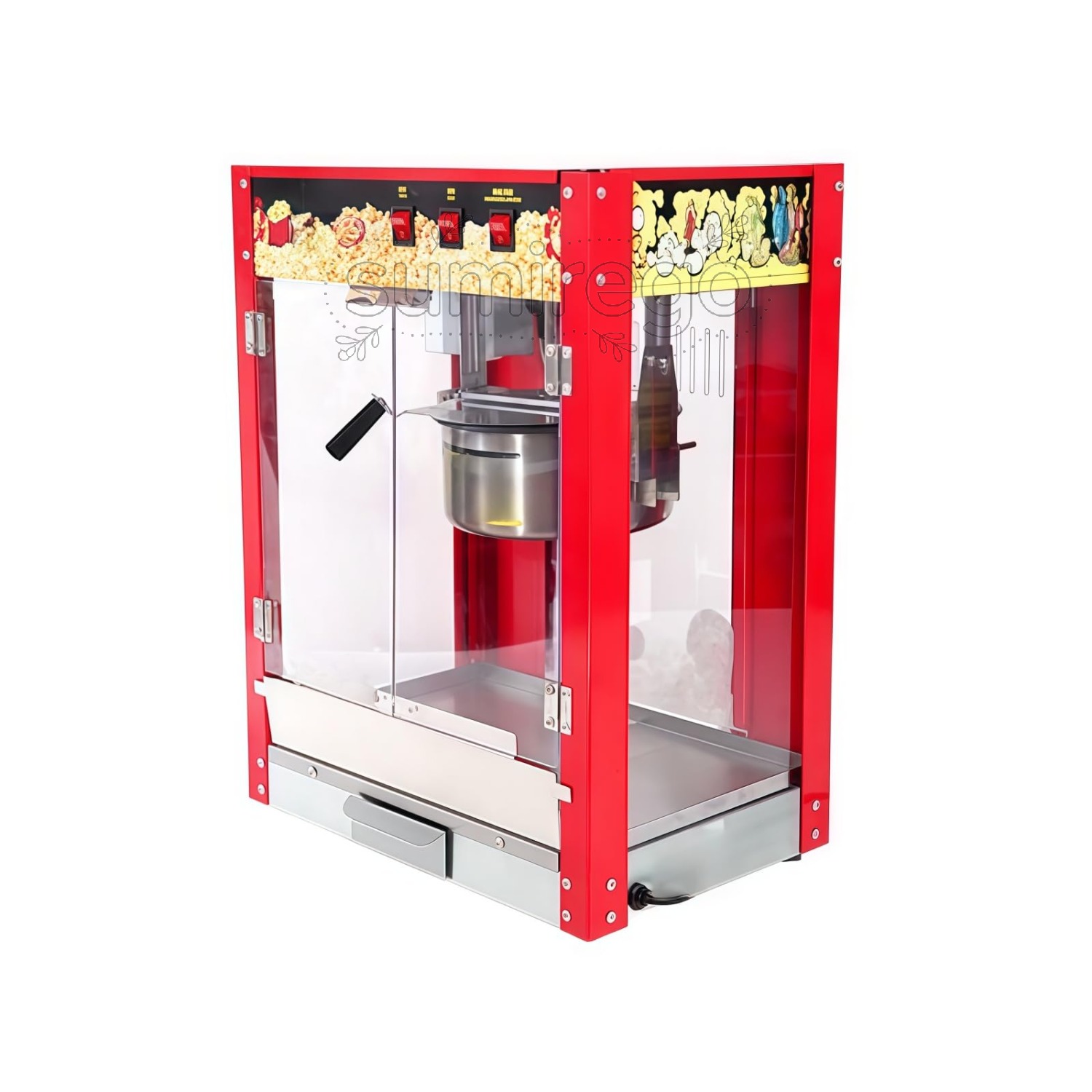 乐天商城 - 電気ポップコーンメーカー、ステンレス 、簡単 、自動 、安全、大容量 、 自動調理 、ポップコーンメーカー、ンマシン 、 簡単操作、自宅 パーティー映画館での使用に最適 (フラットトップポップコーンマシン モデルA)