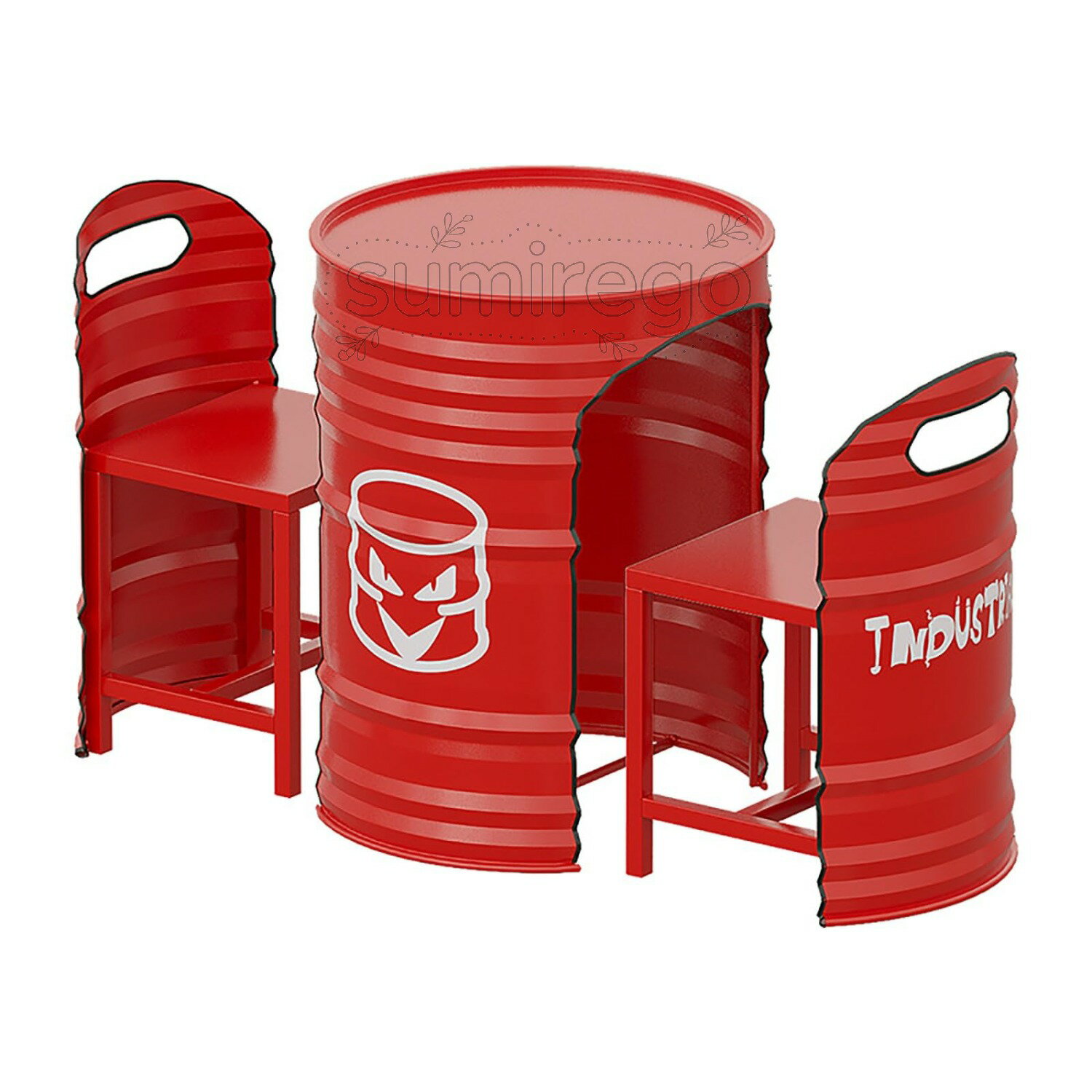 Rakuten - カウンターテーブルチェアセット、ドラム缶バーカウンターレトロ、3点セット、錬鉄2人掛け、工業用ガレージスタイル、家庭、カフェ、ダイニング、ベーカリー、図書館、ビジネス、バーに適しています