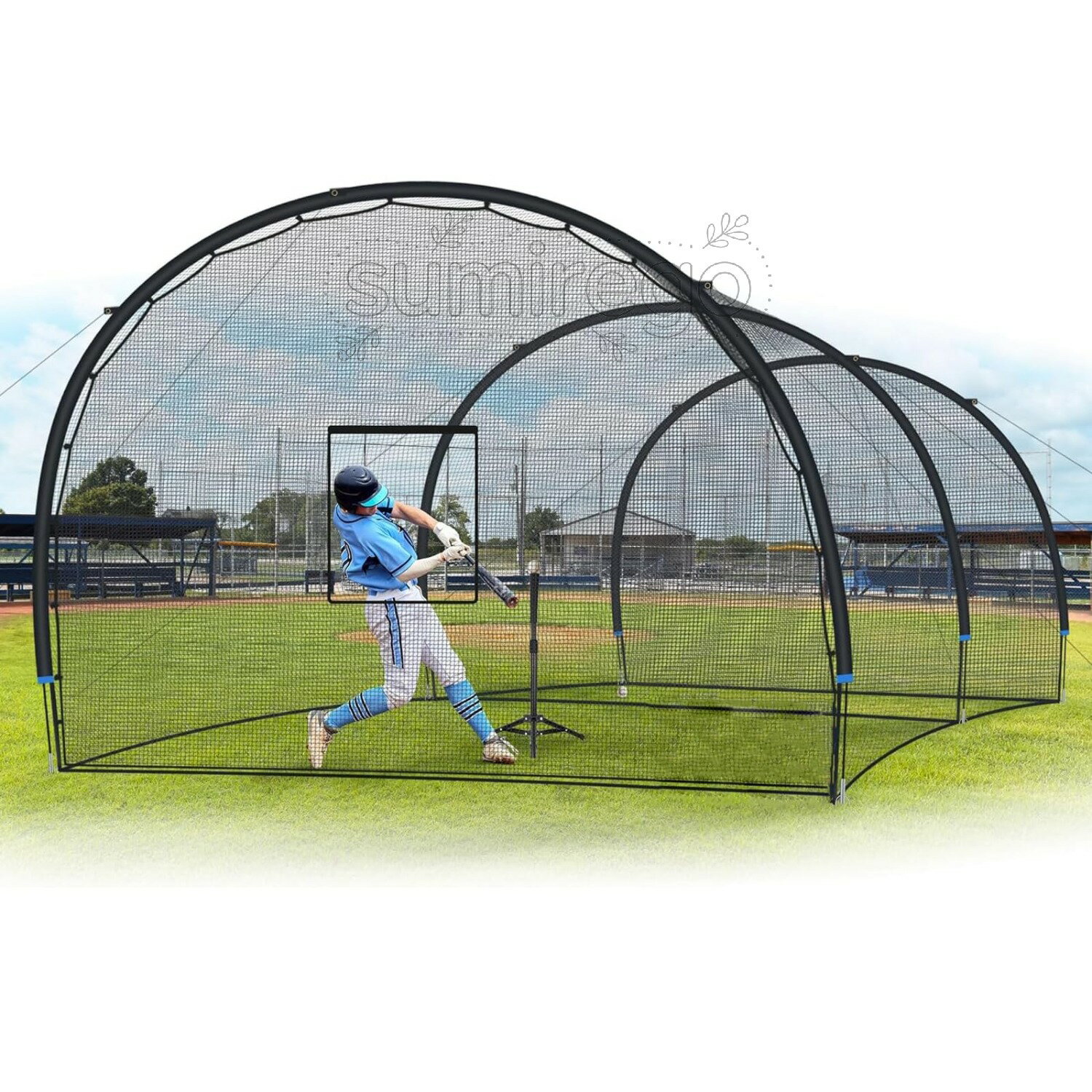 Baseball - 野球 バッティングゲージ 大型 野球ネット 風に強い安定構造 軟式 ソフトボール ピッチング スイング練習 打撃 防球 多目的 バッティングケージ 飛散防止 子供大人兼用 自宅 庭 公園 屋外練習用ネット 組立簡単