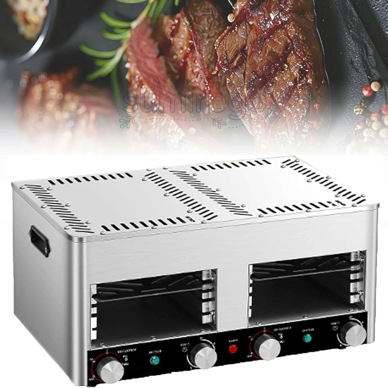 電気ステーキブロイラー、ステーキ調理器、1450°f屋内グリル卓上ブロイラー、ステーキ、ハンバーガー、ピザ用の屋外バーベキューマシン(B)