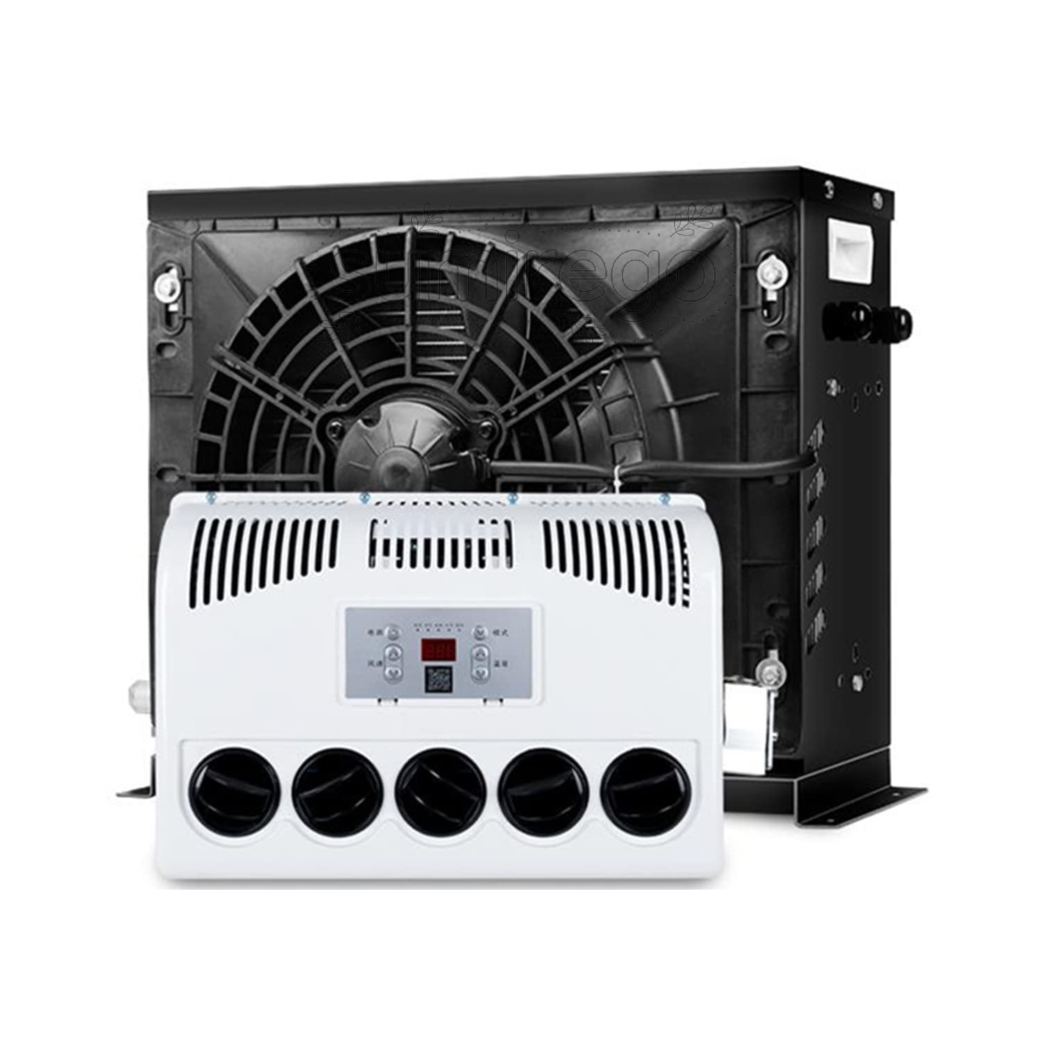 Rakuten - 12V 24V車用電動エアコン、キャンピングカー用メタルシェルエアコン、RVなど。 (ブラックメタルケース 12V)