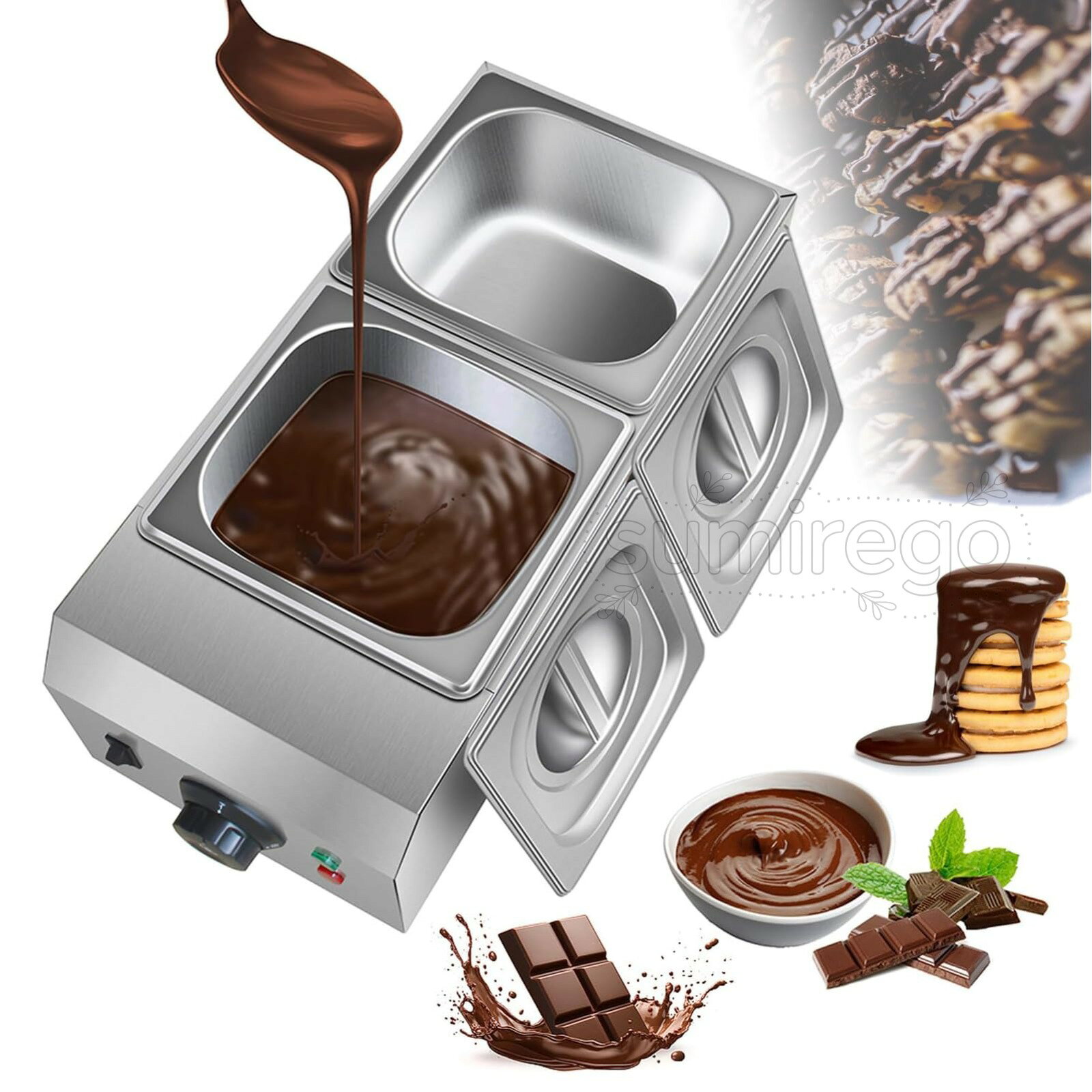 チョコレート用温度制御30-85℃の2タンクチョコレートメルター | チョコレートテンパリングマシン、チョコレートのるつぼ、ステンレス鋼の電気商業用チョコレートウォーマー