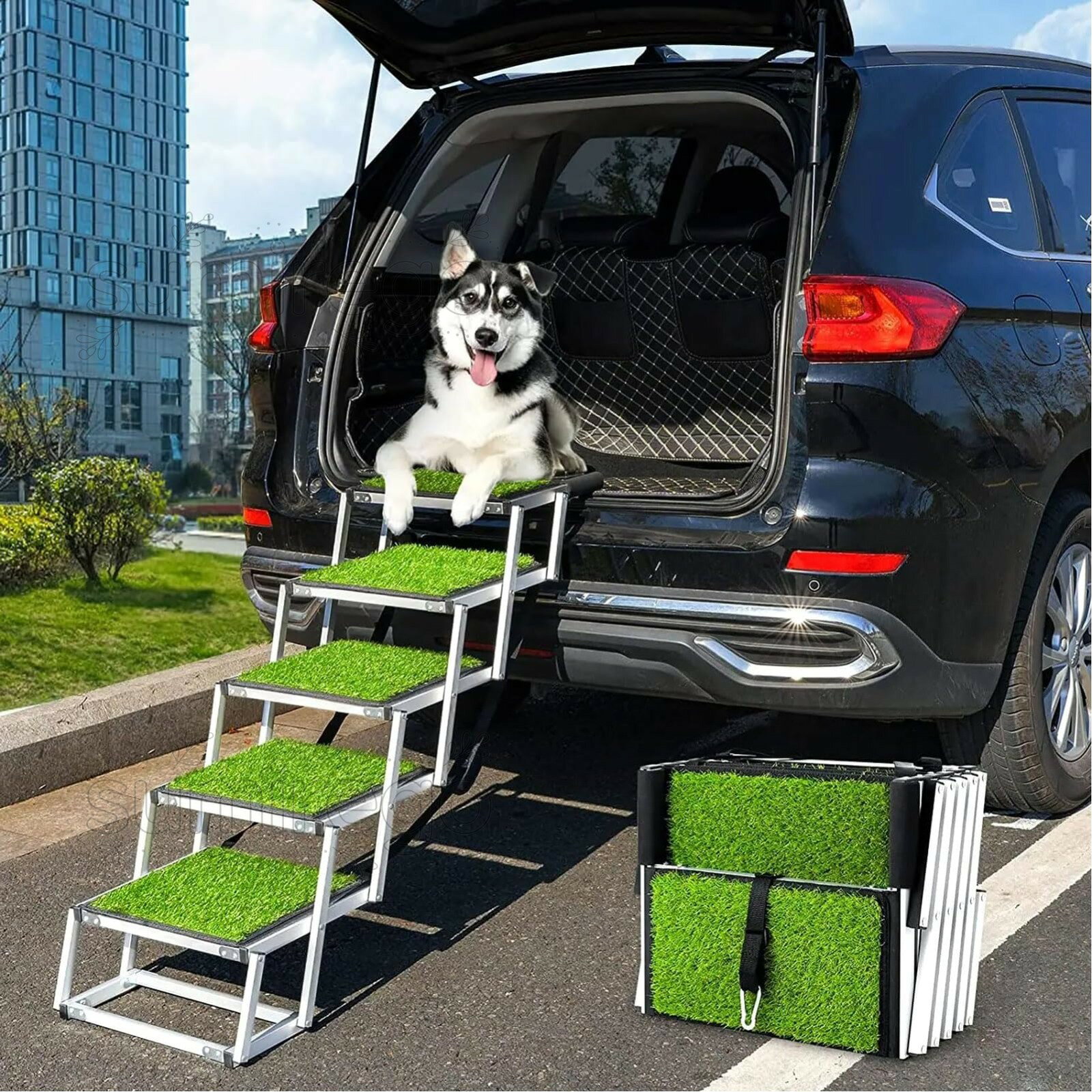 · 安全性が最優先 - 最上段にはステンレス製のロックリングが付いています。特大犬用階段を使用するときは、ハンドルを車のトランクまたは後部に置き、ステンレス製のロックリングとテールゲートラッチを取り付けるだけです。パッド入りハンドルが車を傷から守ります· 使いやすい補助具 - 当社の犬用階段は、大型犬、小型犬、病気の犬、高齢の犬に最適な補助具です。犬と飼い主の関節や背中の問題に最適なソリューションです。当社の軽量階段にはハンドルが付いており、持ち運びが簡単です· グラスマット犬用階段 - 人工芝はペットが階段を上り下りするときに滑らないように柔らかさを増し、犬にとって二重の安全な登り台も提供します。また、犬の足の汚れも収集してくれるので、車や家に泥が溜まることはありません。· 軽量で耐久性 - 折りたたみ式アルミニウムフレームの犬用はしごは、他の犬用スロープよりわずか8ポンド軽いだけでなく、体重150ポンドまでの大型犬を支えるのに十分な安定性があります。歩くたびに非常に安定しており、ペットが上り下りしてもぐらつきません。· さまざまな機会に適しています - このペットギアは、フルサイズのトラック、SUV、車、ソファ、ペットショップ、動物病院などのほとんどの機会に適しており、旅行やピクニックに適した一部のサイドドア車両にも使用できます。 、キャンプ、家族、アウトドア5段犬用はしごは、犬の車、セダン、SUV、ミニバン、トラック、ベッド、ソファ、グルーミングテーブル、獣医テーブルなどに出入りするのに最適です。組み立ては不要です仕様：製品名: ペットアルミはしご色:黒+緑製品素材：1. アルミチューブ、オックスフォード布、PE + PPステップ5:通常に広げて伸ばした状態: 高さ: 81cm 長さ: 130cmステップサイズ: 幅: 47cm 長さ: 43cmパッケージリスト:1 * ペットアルミはしご品質サービス:1、 当社の製品に問題がある場合は、お気軽にお問い合わせください。2、輸送中に多少の衝撃が加わる可能性がございます。万が一不具合や破損などがございましたら、部品の再送など対応させていただきますので、お気軽にご連絡くださいませ。3、商品が多いため、発送時に説明書をお送りし忘れることがございます。万が一、説明書が届いていない場合や、商品組み立てに関してご不明点がございましたら、お手数ですがご連絡いただけますようお願い申し上げます。電子版の説明書を再送させていただきますので、どうぞご安心ください。お客様にはご理解いただきますようお願い申し上げます。お客様のご支援が、私たちの励みとなっております。· 安全性が最優先 - 最上段にはステンレス製のロックリングが付いています。特大犬用階段を使用するときは、ハンドルを車のトランクまたは後部に置き、ステンレス製のロックリングとテールゲートラッチを取り付けるだけです。パッド入りハンドルが車を傷から守ります· 使いやすい補助具 - 当社の犬用階段は、大型犬、小型犬、病気の犬、高齢の犬に最適な補助具です。犬と飼い主の関節や背中の問題に最適なソリューションです。当社の軽量階段にはハンドルが付いており、持ち運びが簡単です· グラスマット犬用階段 - 人工芝はペットが階段を上り下りするときに滑らないように柔らかさを増し、犬にとって二重の安全な登り台も提供します。また、犬の足の汚れも収集してくれるので、車や家に泥が溜まることはありません。· 軽量で耐久性 - 折りたたみ式アルミニウムフレームの犬用はしごは、他の犬用スロープよりわずか8ポンド軽いだけでなく、体重150ポンドまでの大型犬を支えるのに十分な安定性があります。歩くたびに非常に安定しており、ペットが上り下りしてもぐらつきません。· さまざまな機会に適しています - このペットギアは、フルサイズのトラック、SUV、車、ソファ、ペットショップ、動物病院などのほとんどの機会に適しており、旅行やピクニックに適した一部のサイドドア車両にも使用できます。 、キャンプ、家族、アウトドア5段犬用はしごは、犬の車、セダン、SUV、ミニバン、トラック、ベッド、ソファ、グルーミングテーブル、獣医テーブルなどに出入りするのに最適です。組み立ては不要です仕様：製品名: ペットアルミはしご色:黒+緑製品素材：1. アルミチューブ、オックスフォード布、PE + PPステップ5:通常に広げて伸ばした状態: 高さ: 81cm 長さ: 130cmステップサイズ: 幅: 47cm 長さ: 43cmパッケージリスト:1 * ペットアルミはしご品質サービス:1、 当社の製品に問題がある場合は、お気軽にお問い合わせください。2、輸送中に多少の衝撃が加わる可能性がございます。万が一不具合や破損などがございましたら、部品の再送など対応させていただきますので、お気軽にご連絡くださいませ。3、商品が多いため、発送時に説明書をお送りし忘れることがございます。万が一、説明書が届いていない場合や、商品組み立てに関してご不明点がございましたら、お手数ですがご連絡いただけますようお願い申し上げます。電子版の説明書を再送させていただきますので、どうぞご安心ください。お客様にはご理解いただきますようお願い申し上げます。お客様のご支援が、私たちの励みとなっております。