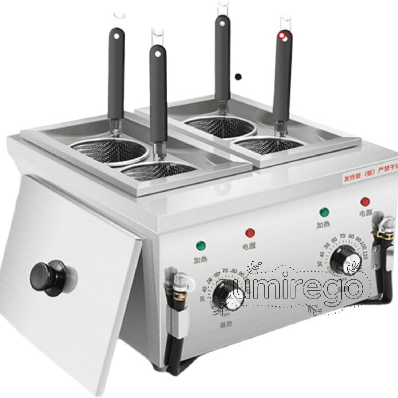 電気式業務用麺茹で器 電気式ゆで麺器 多用途ゆで麺器 デスクトップ麺調理機、ステンレスゆで麺器 うどん ラーメン てぼ 麺湯切り パスタ揚げ 茹で上げ 煮込み料理 煮物 70~200℃ 調節可能な温度 保温機能あり 省エネ 防錆でお手入れが簡単 飲食店家庭用 業務用