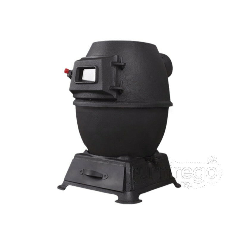 乐天商城 - 鋳鉄製薪ストーブ、暖炉、屋内調理ストーブ、背の高いモデル、家庭用薪ストーブ、キャンプ用ストーブ、厚手の鋳鉄、スムーズな煙排出、調理、コーヒーの淹れ、暖房に適しています（大型鋳鉄ストーブ+ステンレス製煙突継手）（ブラック） (鋳鉄製炉 [小型])