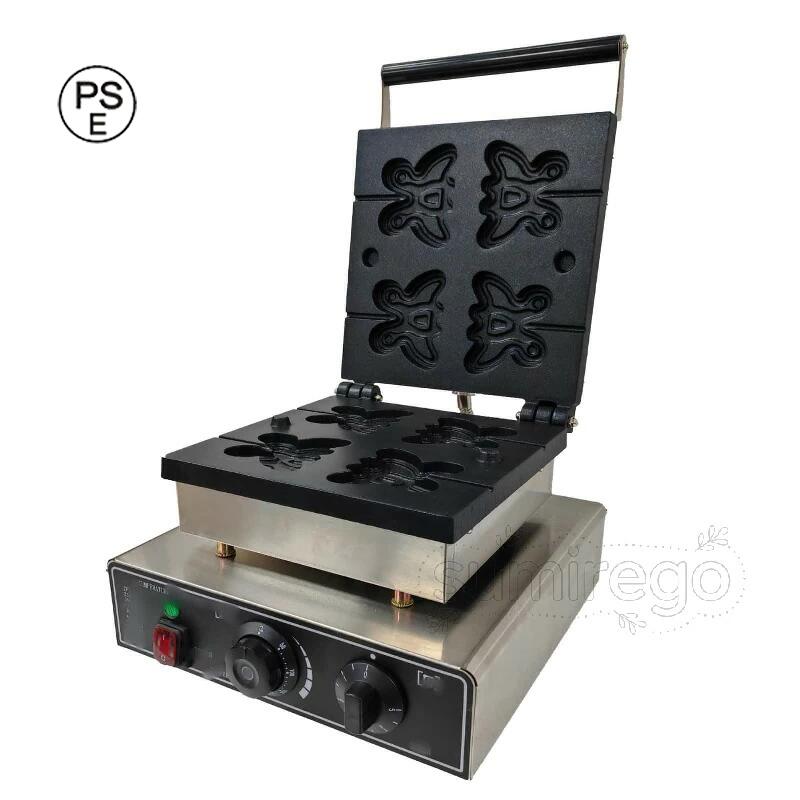 ワッフルメーカー業務用180°回転可能2つのパンと木製ハンドル家庭用および業務用ペストリー ノンスティ..