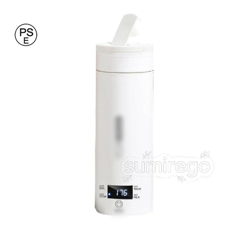 電気ケトル 小型旅行ポータブル トラベル 大容量500ml急速加熱 空焚き防止機能 漏れない 電気温水カップ 電気水筒 ステンレス製 真空断熱マグ LEDディスプレイ 自動OFF 持ち運びが簡単 (フリップトップ型モデル（316ステンレス鋼）)