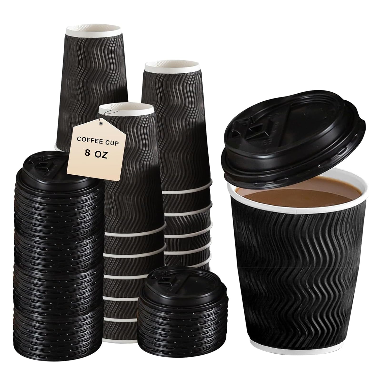 乐天商城 - 紙コップ 使い捨て 蓋付き 100個入セット コーヒー カップ 耐熱 業務用 テイクアウト カフェ ホットドリンク 紙コップ 三重断熱紙コップ 厚紙 カップ ドリンクカップ お茶カップ 使い捨て紙コップ 業務用品 ペーパーカップ