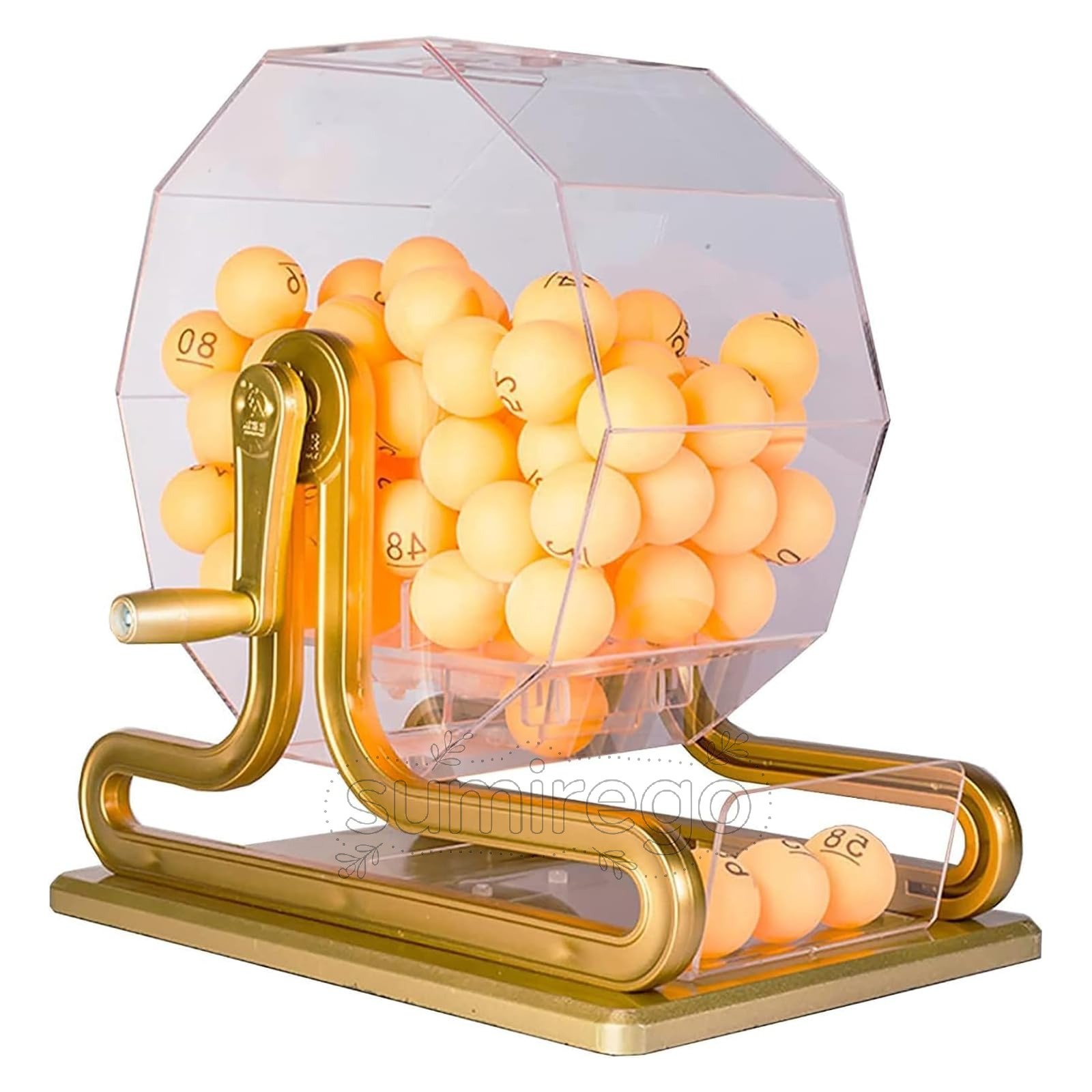 乐天商城 - ビンゴマシーン ガラポン抽選機 ビンゴ 手動抽選機 業務用 家庭用 宝くじマシン イベント/販促/ゲーム用 ガラガラ機 透明ケース 安定構造 宝くじ小道具 ハンドキュアビンゴボール番号セレクター 100個のボール、操作簡単