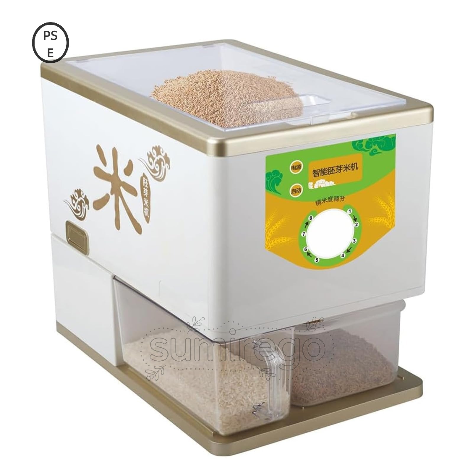 精米機 家庭用 商業用 小型 精米器 電動 自動精米籾摺り機 110V 144级米孔精细研磨彻底脱壳 350Wの電力 定期脱穀 防塵・低騒音 8ギア籾摺り機 軽い玄米、胚芽米、軽く精米された米用 薄玄米、胚芽米、薄精米用籾すり機