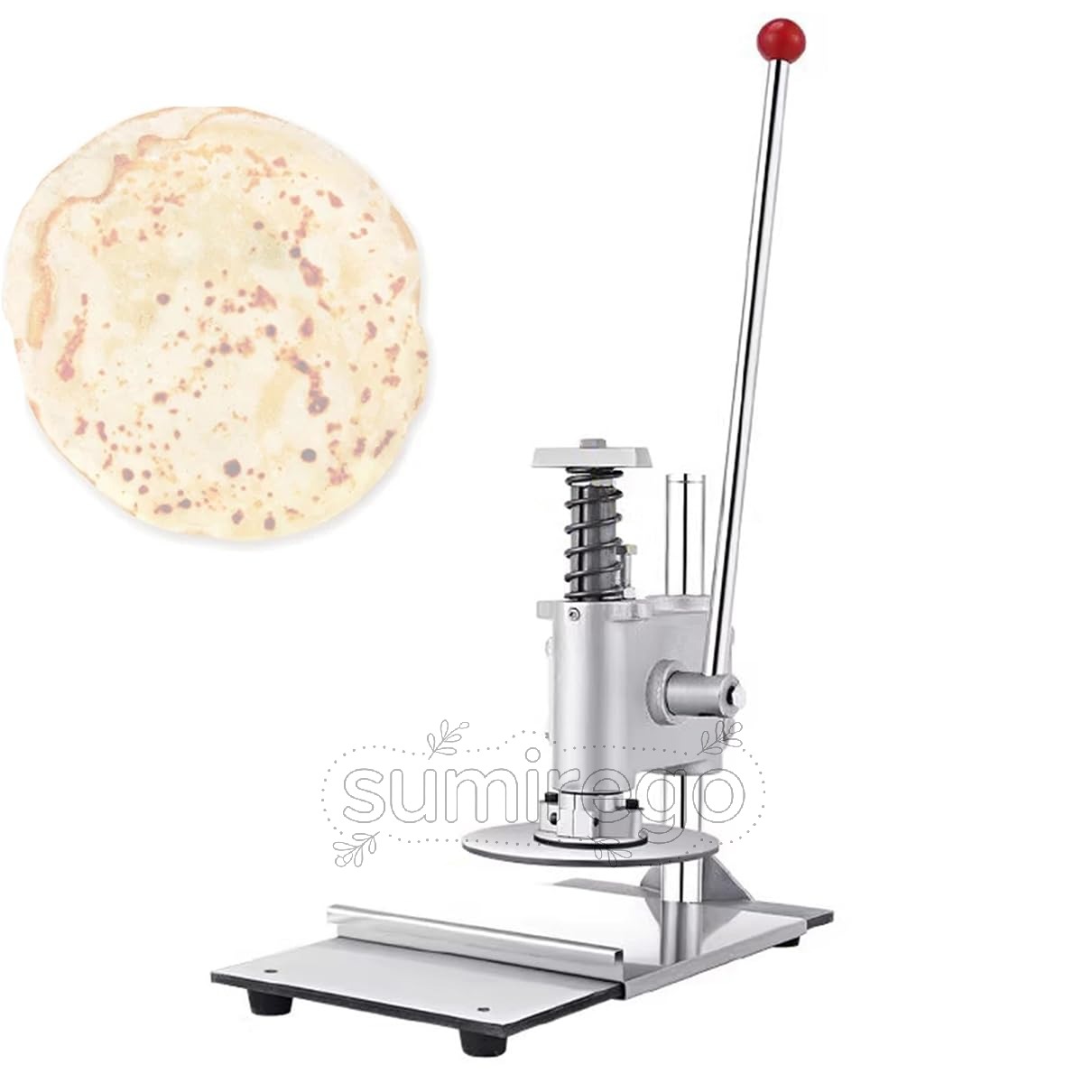 乐天商城 - 商業用手動ピザ生地シーター、ピザペストリープレス機、拡張ハンドル付き手動ステンレス鋼手動生地シーター、ピザ、パイ、トルティーヤ、ペストリー用キッチンツール 22cm