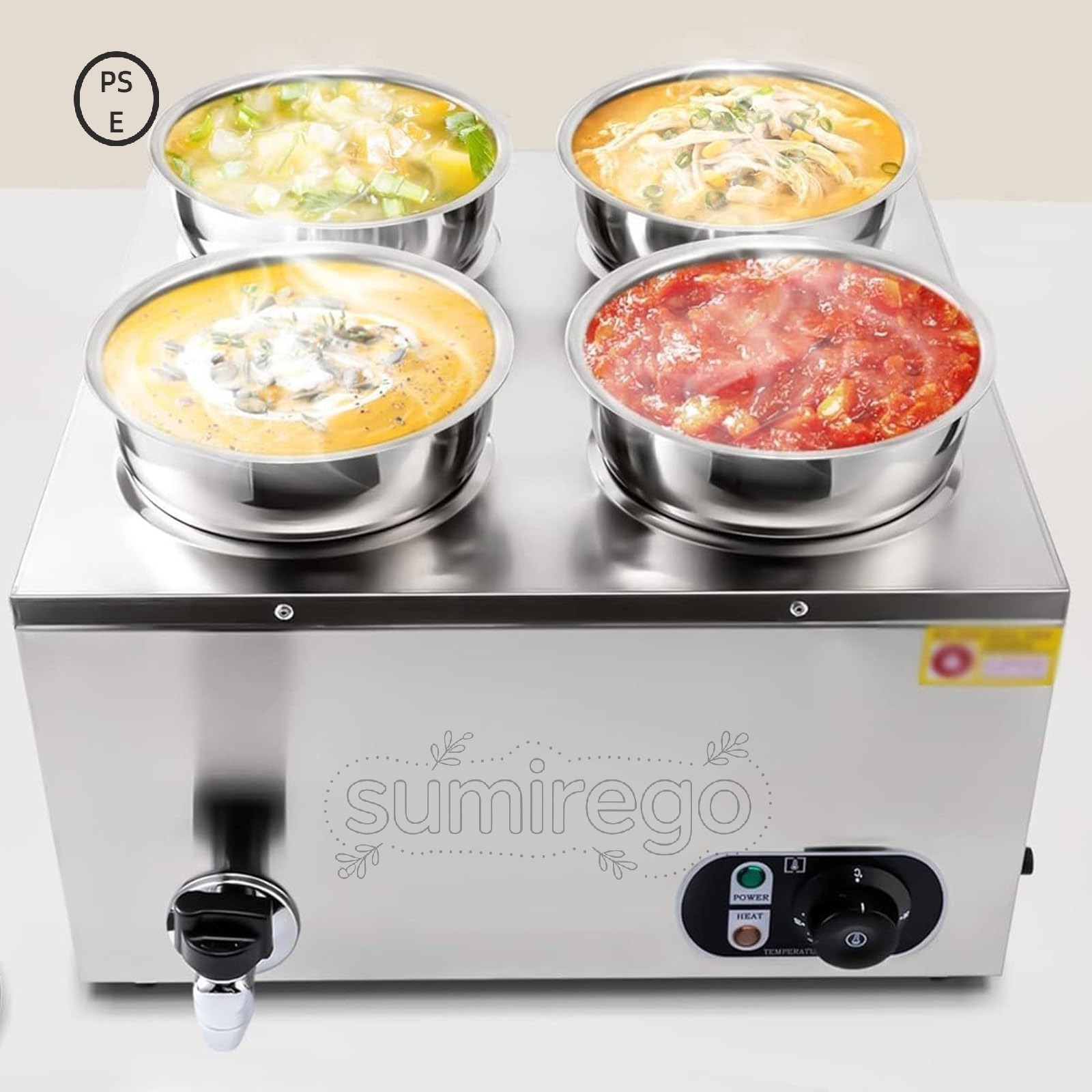 乐天商城 - 業務用電気フードウォーマー ステンレススチール ベインマリー ビュッフェフードウォーマー スチームテーブル 温度調節可能 50-85℃ ケータリング・レストラン・ホテル食堂用 7l