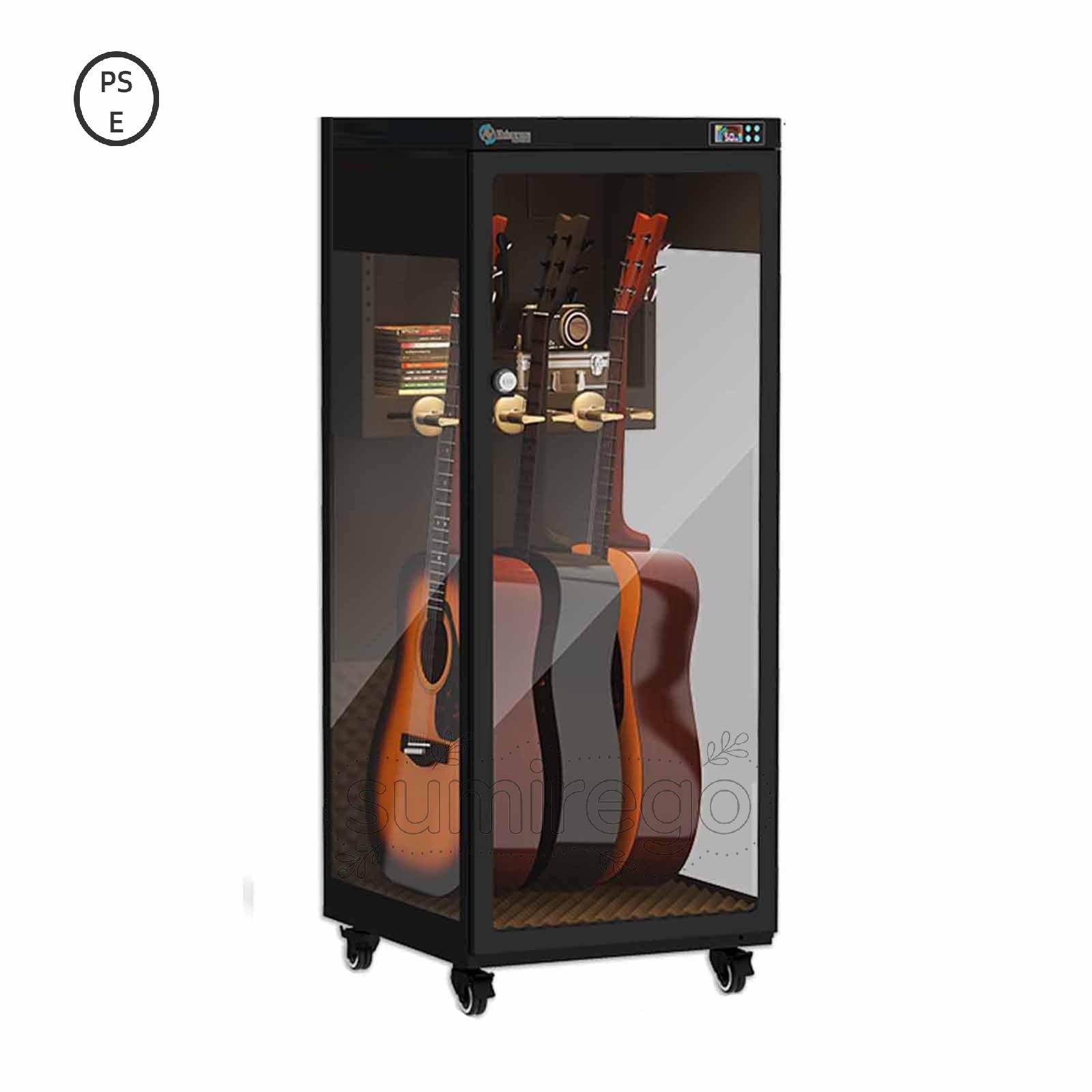 ギター防湿キャビネット ギター保管庫 バイオリン乾燥キャビネット110-240V デジタル制御防湿ボックス ベーシストウクレレ計装乾燥ボックス、恒湿メンテナンス加湿キャビネット 楽器収納キャビネット 楽器 電子防湿ボックス 350L