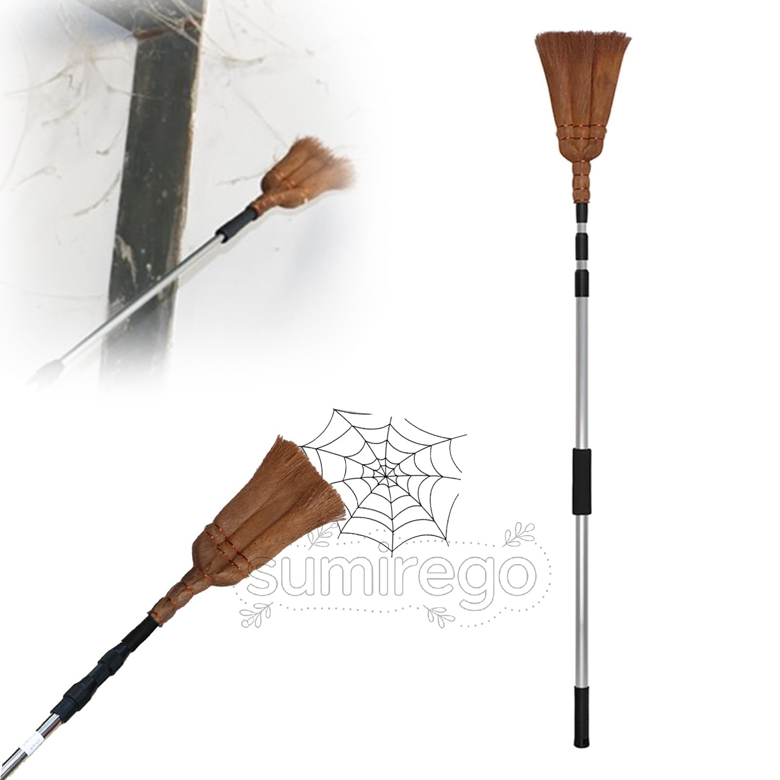 乐天商城 - 天井払い 棕櫚 伸縮式 天井払いほうき 長柄 高所 掃除 箒 職人手作り 室内 屋外 クモの巣 蜘蛛の巣 寺社 仏閣 お堂 本尊 大掃除 清掃 清掃 玄関 壁 梁 軒下 煤払い すす払い ホコリ ほこり 超強力ダストキャ 3本爪 5.2M