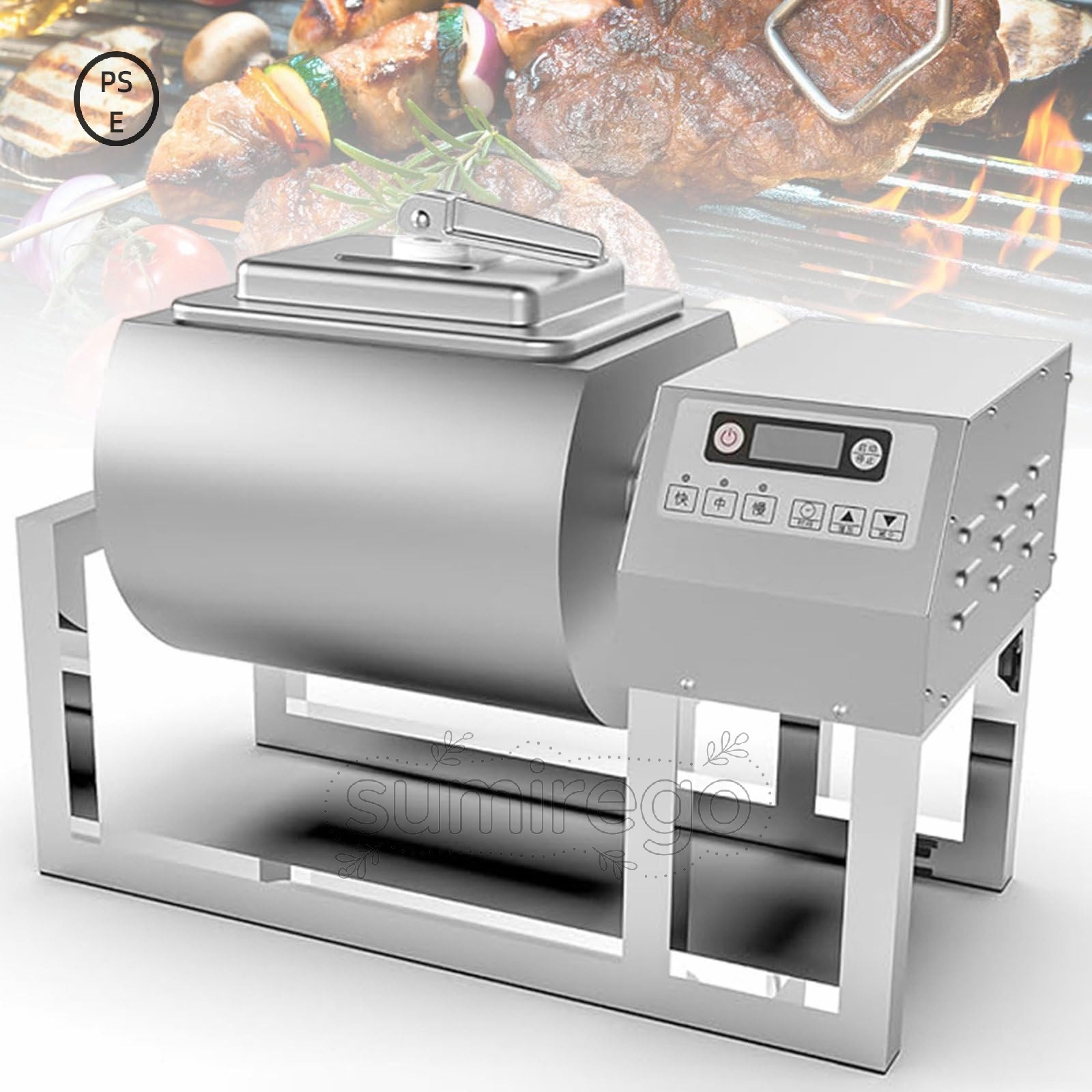 Rakuten - 業務用真空タンブラーマリネーター、18Lミートタンブラーマリネマシン、双方向回転、30W食品混合処理、3段階スピードコントロール、1～99分タイマー、レストラン、ハンバーガーレストラン向け