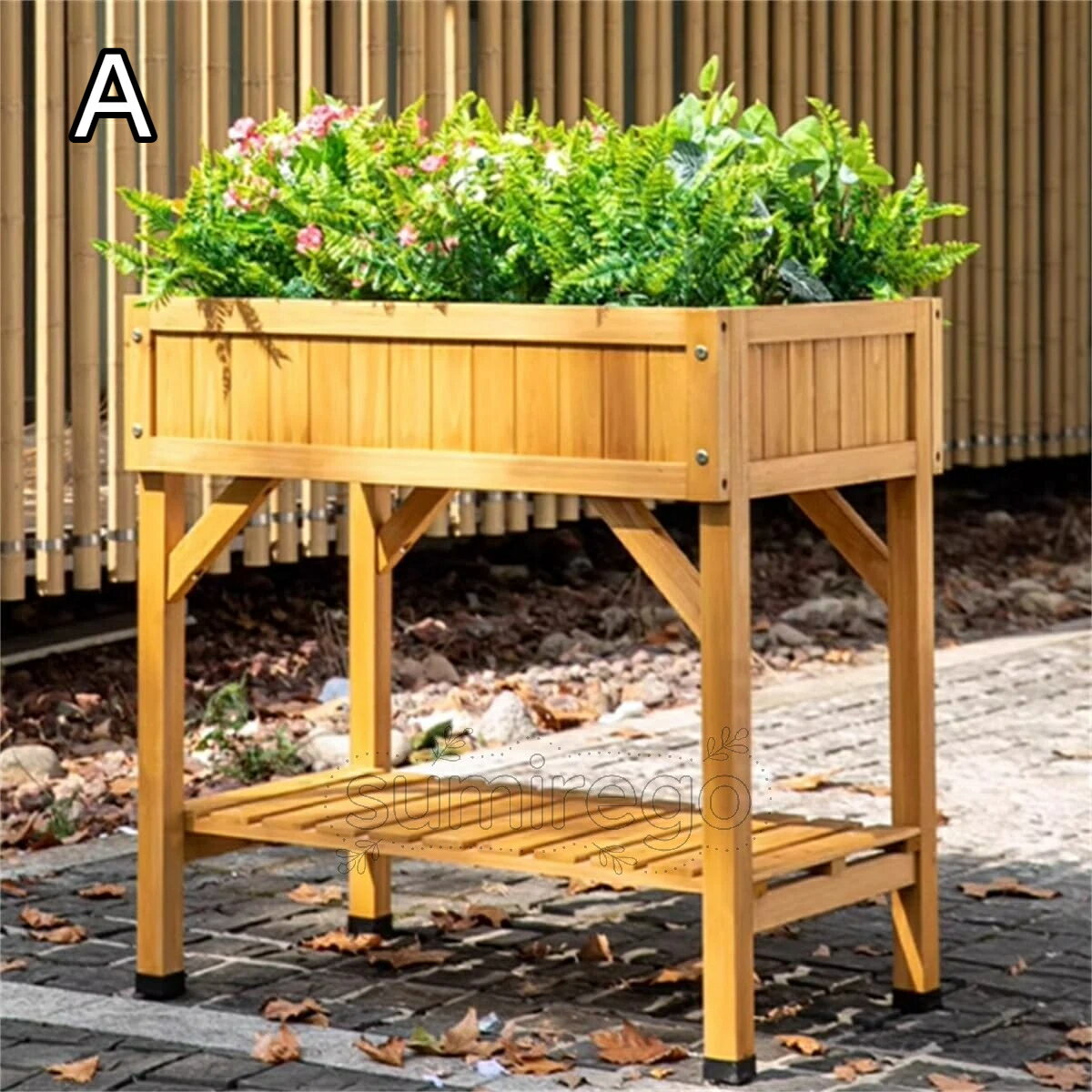 乐天商城 - ポッティングベンチテーブル、木製園芸植栽ワークステーション、ダブルフラワースタンド、植栽ボックス、屋外多肉植物収納ラック、屋外木製ワークステーションテーブル、ガーデンパティオ家具用,A