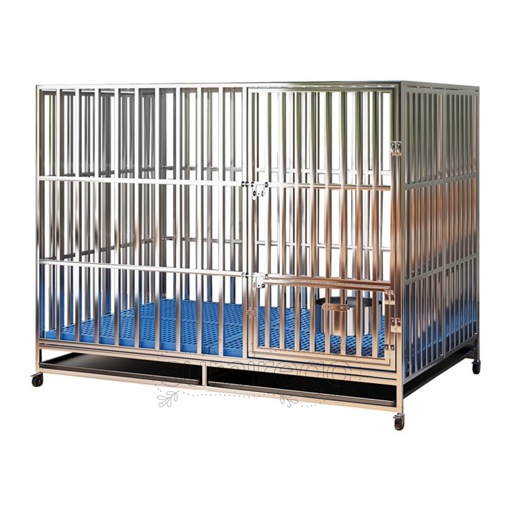 乐天商城 - ペット かご キャリーバック 厚 大型 小型 中型犬 クレート おしゃれ 鉄製 ステンレス鋼 (125*95*110)