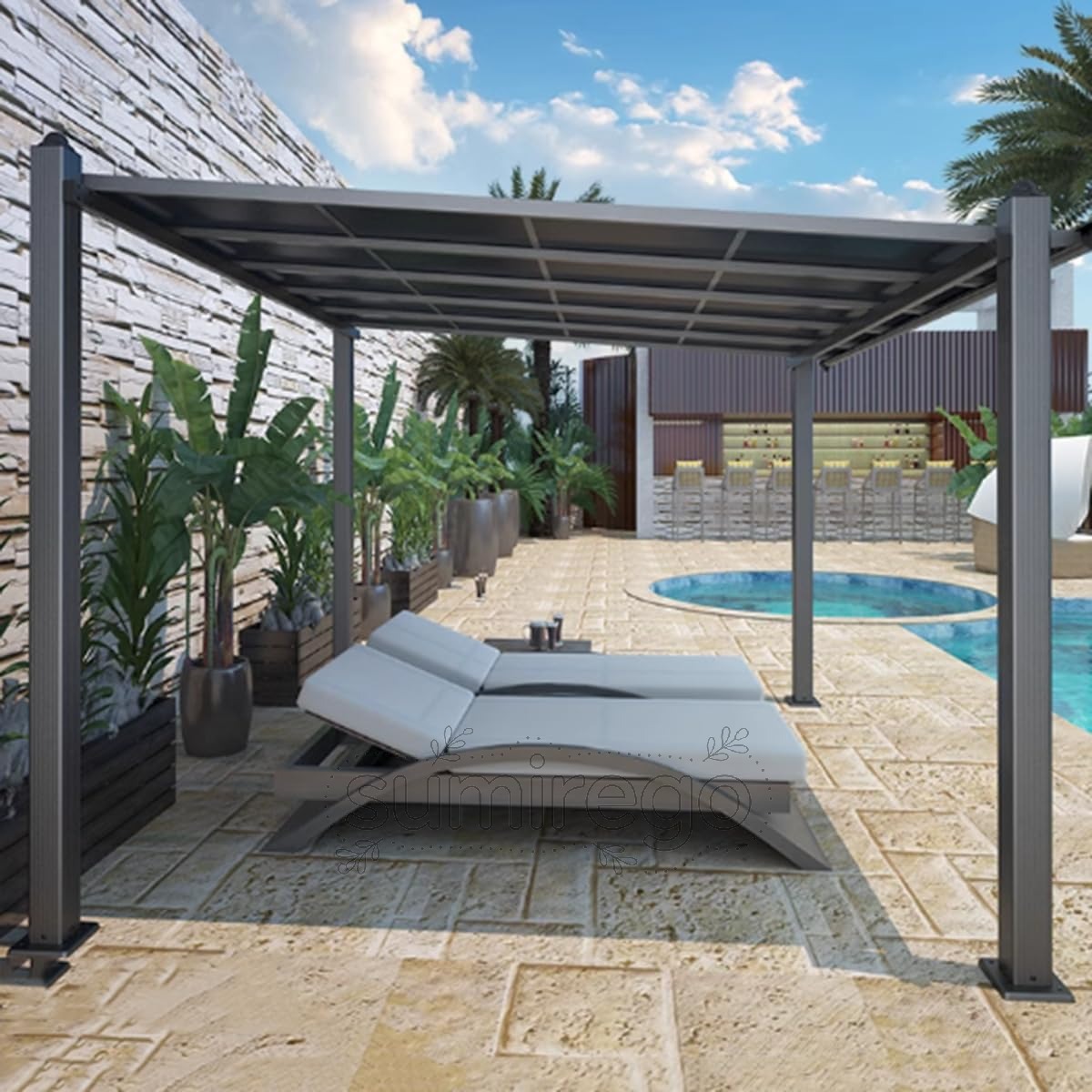 乐天商城 - 【ポイント5倍~4月限定特別キャンペーン!】ハードトップガゼボパーゴラ、壁ガゼボ、ガゼボキャノピーオーニングに寄りかかる屋外パティオ、屋外アルミキャノピー、デッキ、ポーチ、裏庭用,3x4m