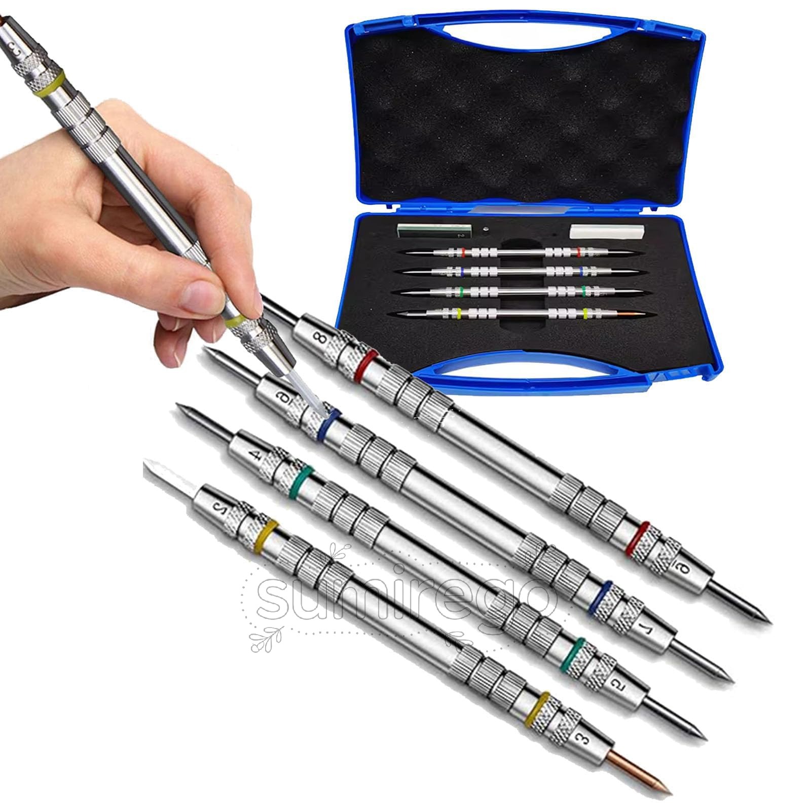 乐天商城 - ステンレス鋼のMohs硬度ストレージボックス、4パック、2-9スクラッチテスター、デュアルヘッドデザイン、ミネラル、宝石、フロア用