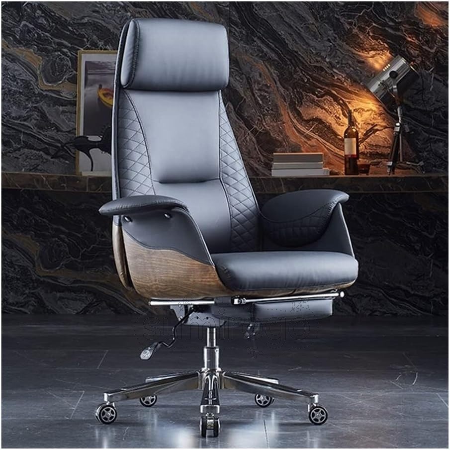 レザーチェア 社長椅子 ハイバックエグゼクティブ回転オフィスチェア ホームコンピューターデスクレザーアームチェア 昇降式 心地 360°回転 高さ調節可能 肘付 疲れにくい テレワーク 静音キャスタ PUレザー ブラック