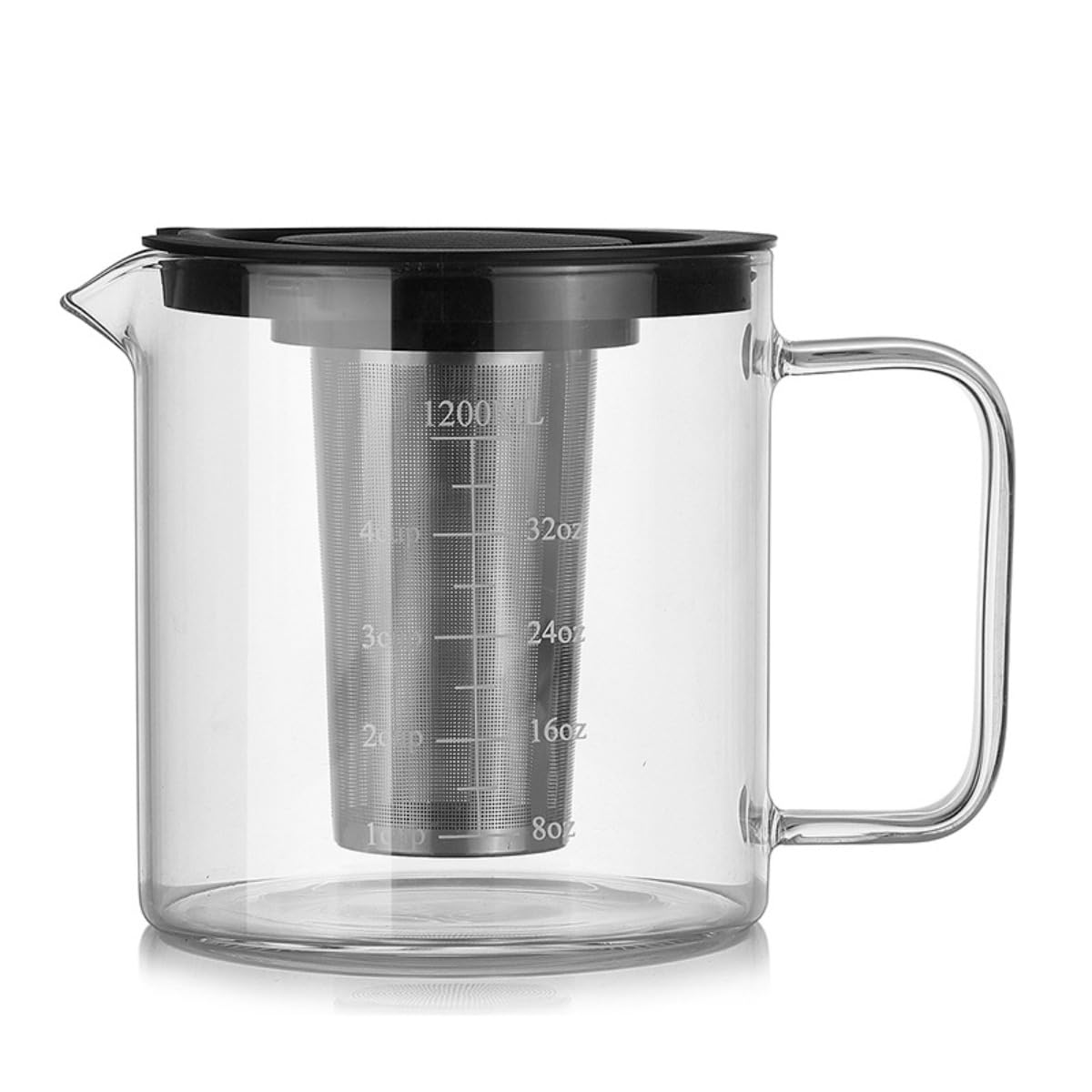 コーヒー サーバー 水出しコーヒーポット 耐熱ガラス フィルターインボトル アイスコーヒー 水出しポット ティーポット 割れない ピッチャー 冷水ポット 冷水筒 大容量 おしゃれ 珈琲考具 コーヒー器具 プレゼント ギフト 贈り物 (A,1200 ML)