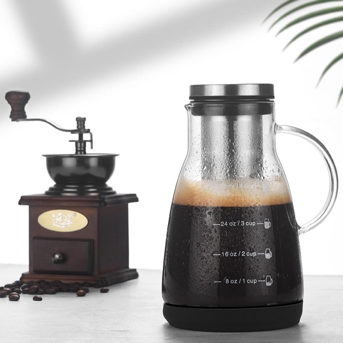 コーヒー サーバー 水出しコーヒーポット 耐熱ガラス フィルターインボトル アイスコーヒー 水出しポット ティーポット 割れない ピッチャー 冷水ポット 冷水筒 大容量 おしゃれ 珈琲考具 コーヒー器具 プレゼント ギフト 贈り物 (A,1200 ML)