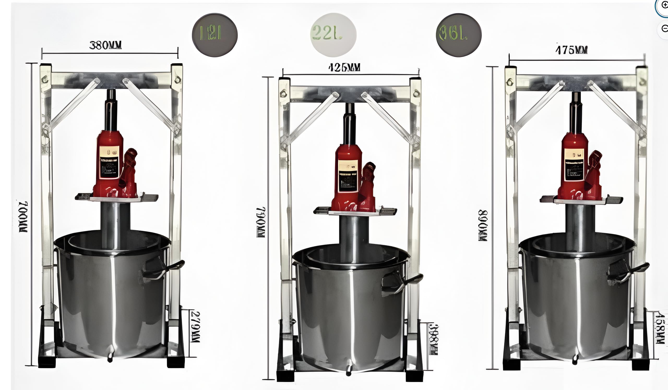 搾汁機 12-36L ワイン圧搾機 ステンレス鋼 果汁 絞り器 自家醸造機 ハニープレス抽出器、大型フルーツハニープレッサー、ステンレススチールサイダー、ワイン、ブドウ、リンゴプレス、ワインやジュース製造用品用 (22L)