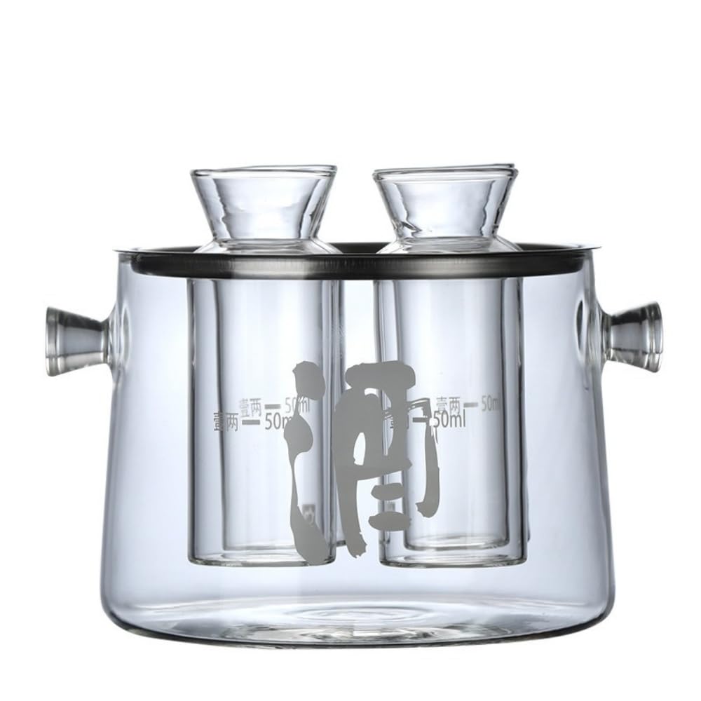 熱燗器 熱燗器セット 日本酒焼酎器 家庭用耐熱ガラス温酒器 大容量 耐熱ガラス ステンレスカードスロッ..
