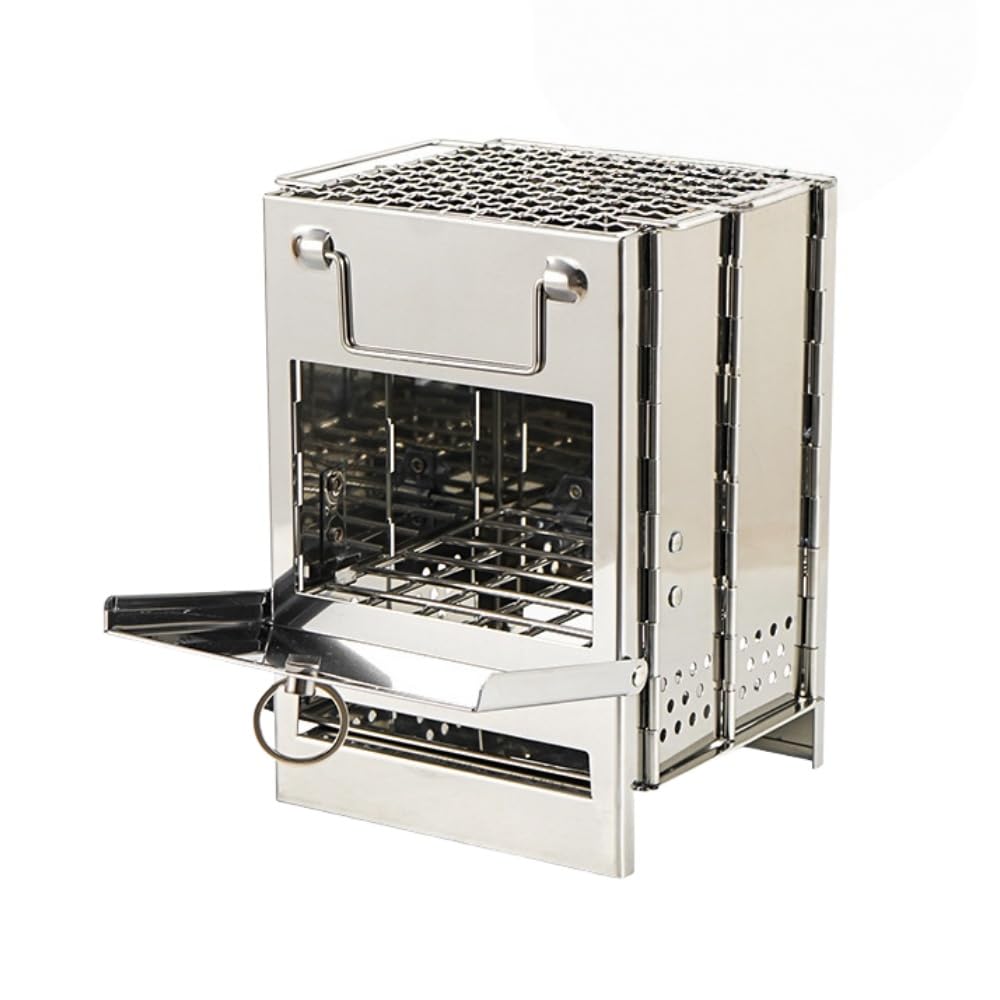 薪ストーブ、小型炭火コンロ、ステンレス製オーブン、一体型暖炉、折りたたみ式、ポータブルバーベキュ..