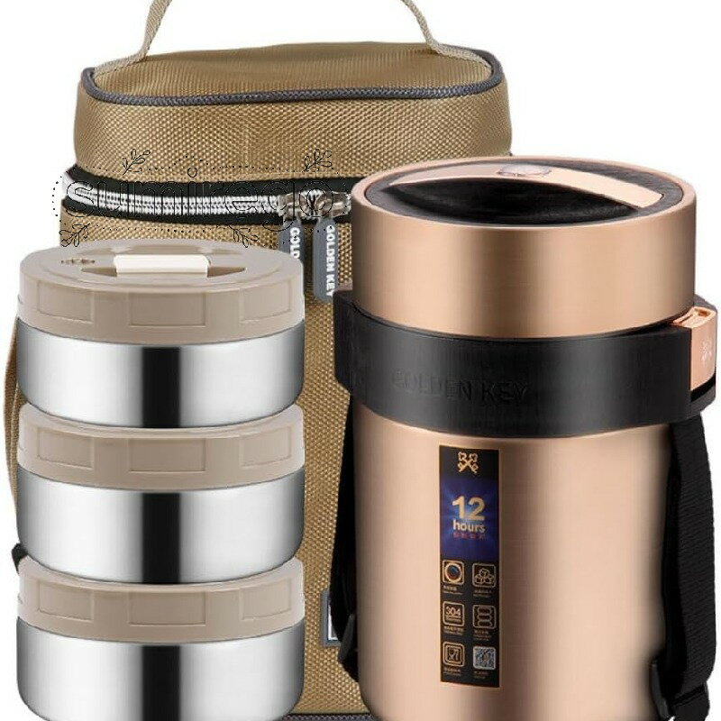 サーモス ランチジャー 保温弁当箱 会社員 真空304 大容量 ステンレス 保温ランチジャー フードジャー ポータブルお弁当箱 食器と収納バッグ付き ランチボッ...