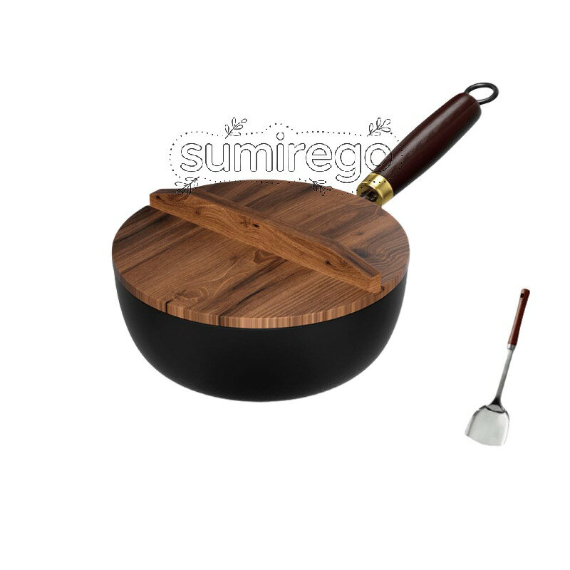 鉄鍋 錬鉄製ハンマーパターン中華鍋 調理と煮込み用 耐高温古代調理ハンマーパターン表面 多機能高温調..