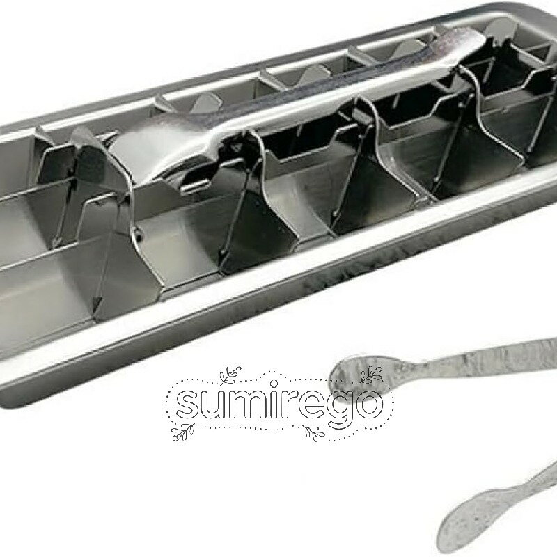 ステンレス製製氷皿｜レバー式アイストレイ 取り出しやすい 18 穴｜透明氷・四角氷対応 家庭用製氷器｜..