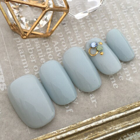 ｜パステルブルーストーンシンプルネイルチップ短い爪ベリーショートからロングチップのつけ爪選べるサイズでぴったりネイルジェルネイルでワンランク上のチップを是非！成人式ネイルやブライダルネイルにも大人気!