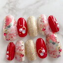 ネイルチップ 成人式 色打掛 デザイン つけ爪 ブライダル かわいい ショート ロング nail プレゼント 母 短い爪 小さい爪 大きい爪 ベリーショート ち...