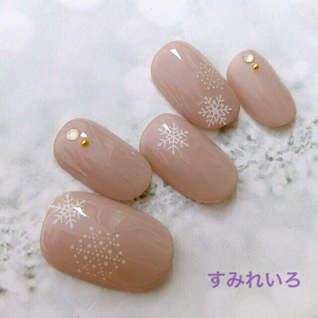 ネイルチップ つけ爪 デザイン かわいい ショート ロング シンプル クリスマス nail プレゼント 母 短い爪 小さい爪 大きい爪 ベリーショート ちび爪 くすみカラー くすみネイル 付け爪　ジェルネイル●【1591】くすみピンクスノー雪の結晶 a/n