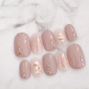 ネイルチップ つけ爪 成人式 かわいい ショート ロング ブライダル 春ネイル nail 誕生日プレゼント 短い爪 小さい爪 大きい爪 ベリーショート ちび爪 大人ネイル 付け爪 ニュアンスネイル スモーキー【1667】くすみピンクシェルジュエルゴールドライン b/ap