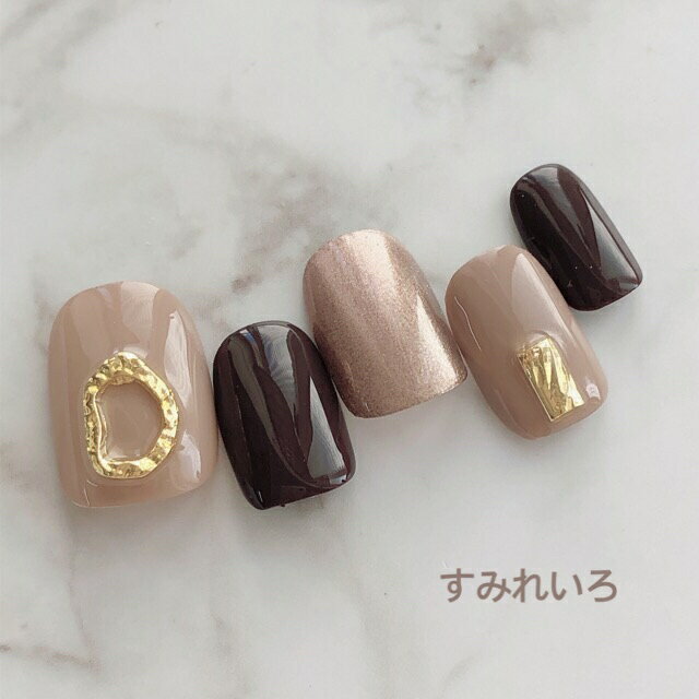 ネイルチップ つけ爪 ブライダルネイル かわいい ショート ロング デザイン 夏ネイル nail プレゼント 短い爪 小さい爪 大きい爪 ベリーショート ちび爪 大人ネイル 付け爪 オフィスネイル シンプル 【1759】ブラウンベージュアラカルトオープンオーバル b/s
