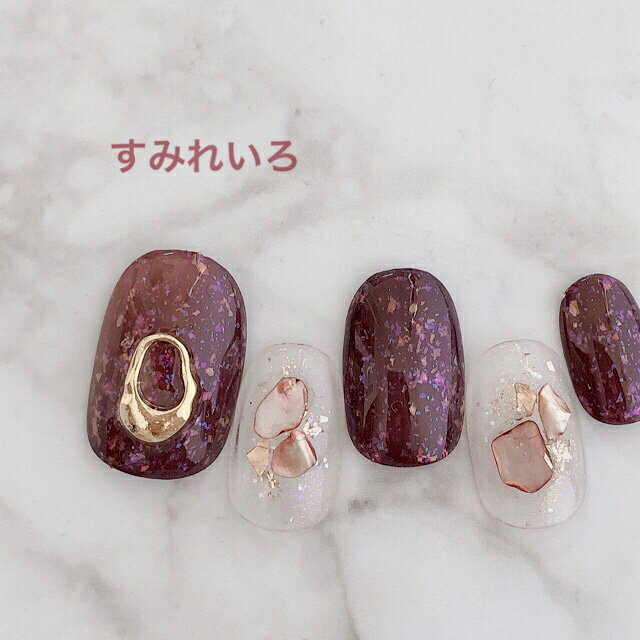 ネイルチップ つけ爪 ブライダルネイル かわいい ショート ロング デザイン 夏ネイル nail プレゼント 短い爪 小さい爪 大きい爪 ベリーショート ちび爪 大人ネイル 付け爪　オフィスネイル　シンプル【1850】ホロブラウン秋色ベージュシェルのサムネイル